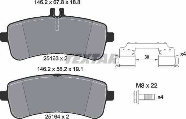Textar Brake Pads Full Set Of 4 Rear With Brake Caliper Screws With Accessories 2516302 - image 5