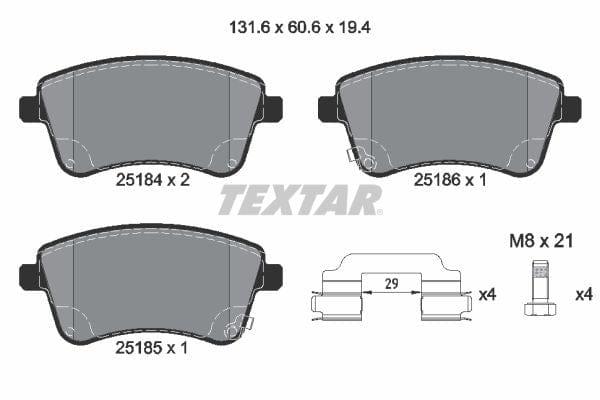 Textar Brake Pads Full Set Of 4 Front 2518401 - image 4