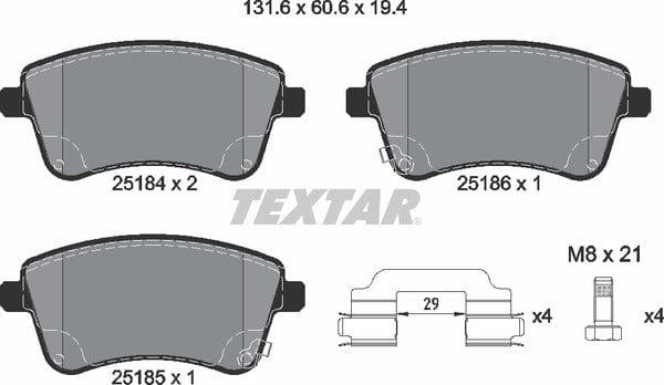 Textar Brake Pads Full Set Of 4 Front 2518401 - image 5