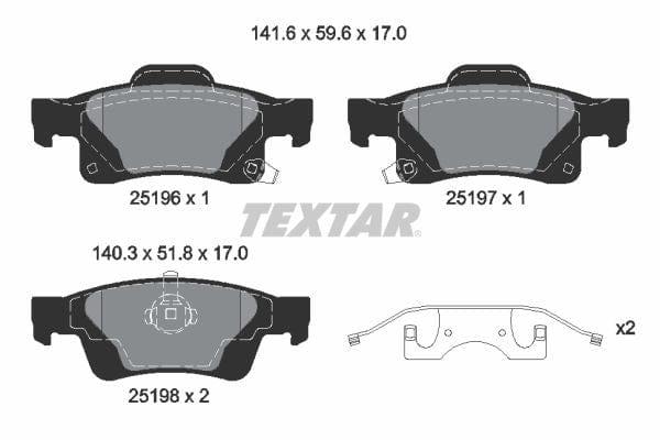 Textar Brake Pads Full Set Of 4 Rear With Accessories 2519603 - image 4