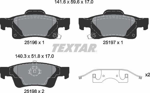 Textar Brake Pads Full Set Of 4 Rear With Accessories 2519603 - image 5