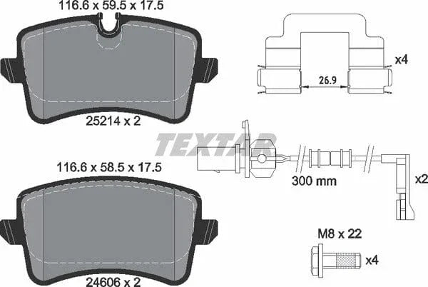 Textar Brake Pads Full Set Of 4 Rear With Brake Caliper Screws With Accessories 2521401 - image 5