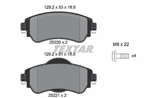 Textar Brake Pads Full Set Of 4 Front With Brake Caliper Screws 2522001 - image 4