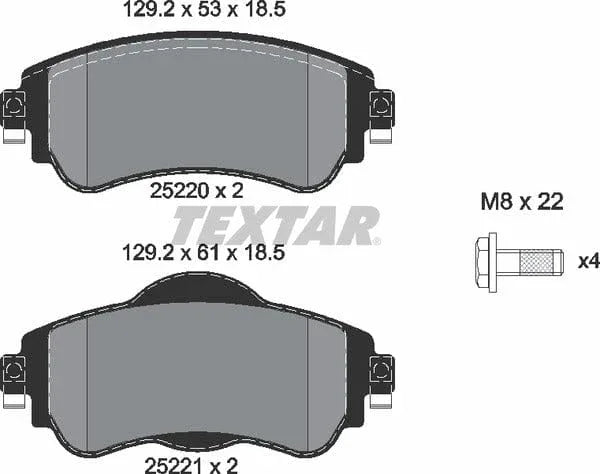 Textar Brake Pads Full Set Of 4 Front With Brake Caliper Screws 2522001 - image 5