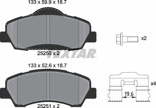 Textar Brake Pads Full Set Of 4 Front With Brake Caliper Screws With Accessories 2525001 - image 5