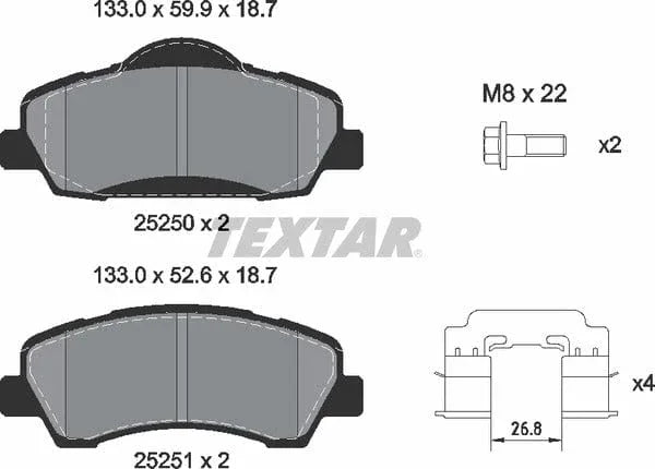 Textar Brake Pads Full Set Of 4 Front With Brake Caliper Screws With Accessories 2525004 - image 5