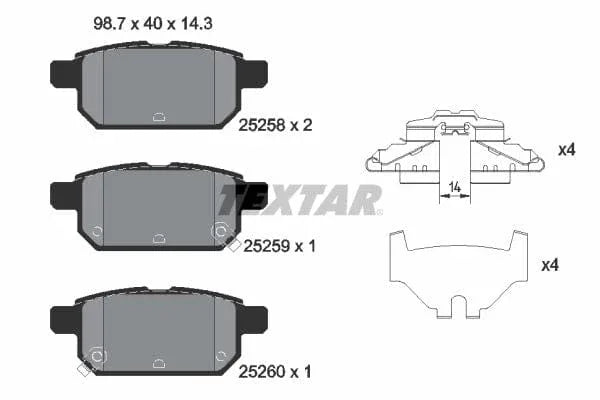 Textar Brake Pads Set Brake Pads Full Set Of 4 Rear 2525801 - image 4