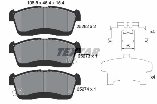 Textar Brake Pads Full Set Of 4 Front 2526201 - image 4