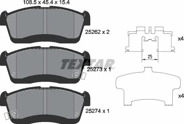 Textar Brake Pads Full Set Of 4 Front 2526201 - image 5