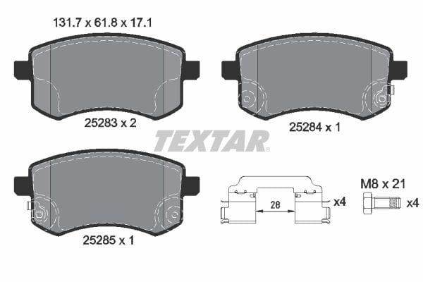 Textar Brake Pads Full Set Of 4 Front With Brake Caliper Screws With Accessories 2528301 - image 4