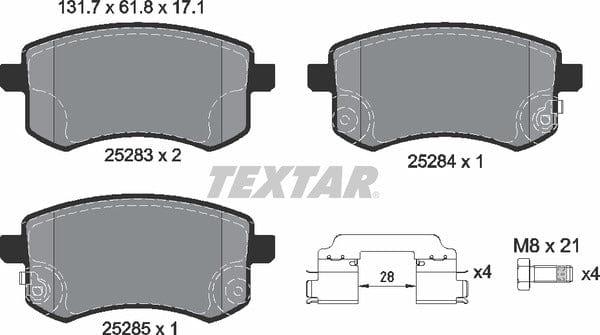 Textar Brake Pads Full Set Of 4 Front With Brake Caliper Screws With Accessories 2528301 - image 5