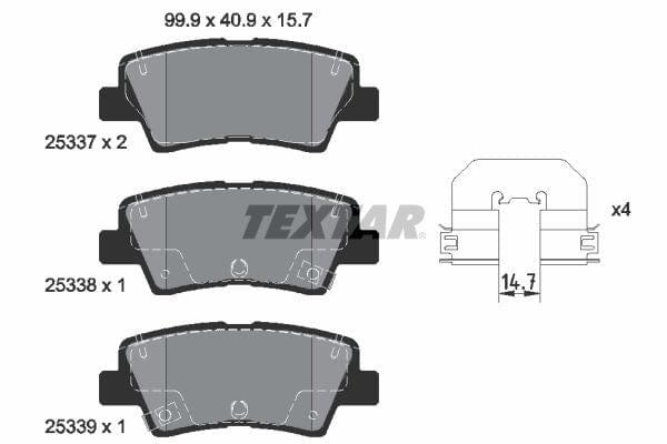 Textar Brake Pads Full Set Of 4 Rear With Accessories 2533703 - image 4