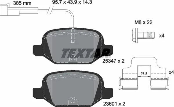 Textar Brake Pads Full Set Of 4 Rear With Brake Caliper Screws With Accessories 2534701 - image 5