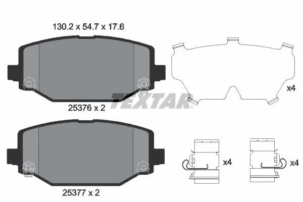 Textar Brake Pads Full Set Of 4 Rear With Accessories 2537601 - image 4