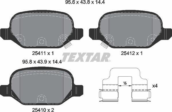 Textar Brake Pads Full Set Of 4 Rear With Accessories 2541101 - image 5