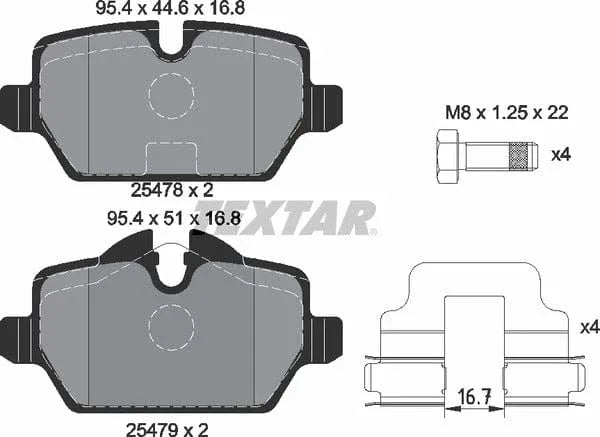 Textar Brake Pads Set Brake Pads Full Set Of 4 Rear 2547801 - image 5