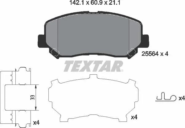 Textar Brake Pads Full Set Of 4 Front With Accessories 2556403 - image 5