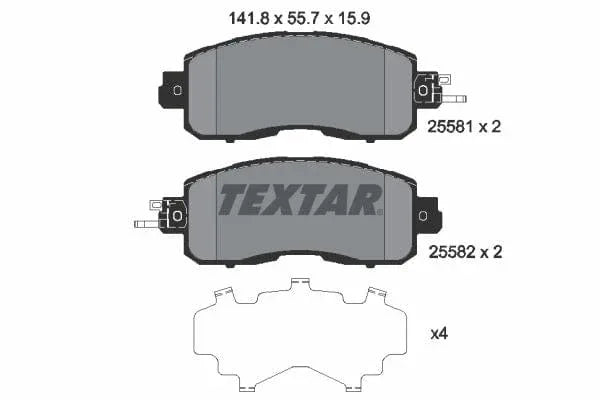 Textar Brake Pads Full Set Of 4 Front With Accessories 2558101 - image 4