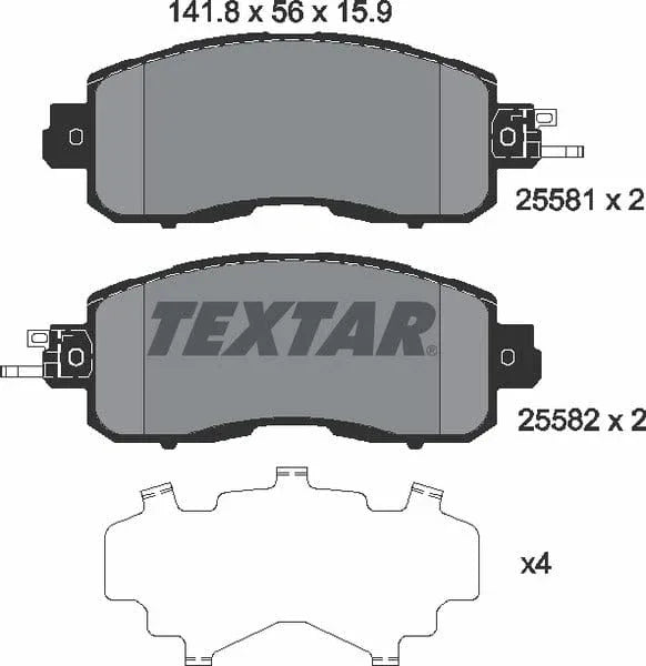 Textar Brake Pads Full Set Of 4 Front With Accessories 2558101 - image 5