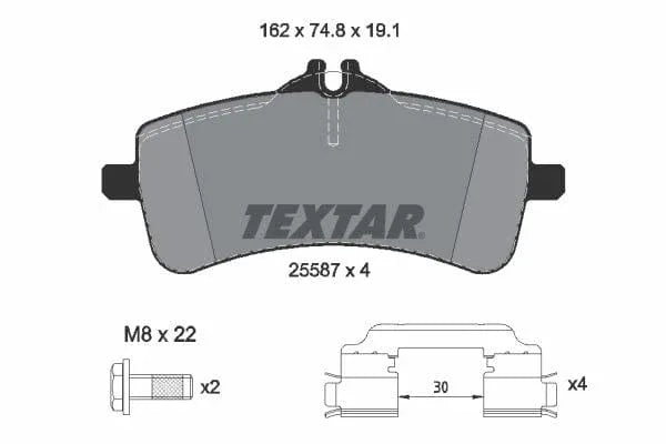 Textar Brake Pads Full Set Of 4 Rear With Brake Caliper Screws With Accessories 2558701 - image 4