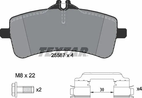 Textar Brake Pads Full Set Of 4 Rear With Brake Caliper Screws With Accessories 2558701 - image 5