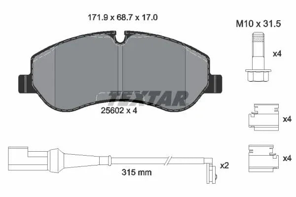 Textar Brake Pads Full Set Of 4 Front With Brake Caliper Screws With Accessories 2560201 - image 4
