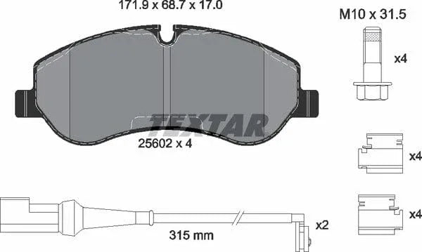 Textar Brake Pads Full Set Of 4 Front With Brake Caliper Screws With Accessories 2560201 - image 5