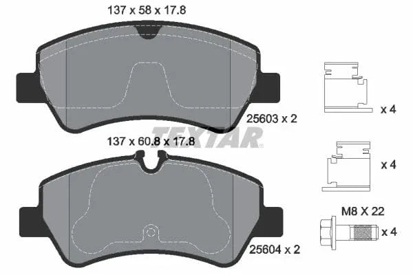 Textar Brake Pads Full Set Of 4 Rear With Brake Caliper Screws With Accessories 2560301 - image 4