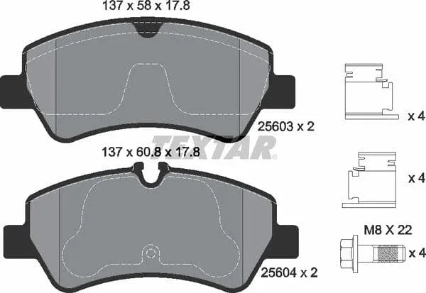Textar Brake Pads Full Set Of 4 Rear With Brake Caliper Screws With Accessories 2560301 - image 5