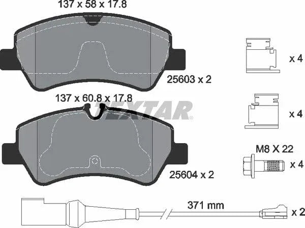 Textar Brake Pads Full Set Of 4 Rear With Brake Caliper Screws With Accessories 2560303 - image 5