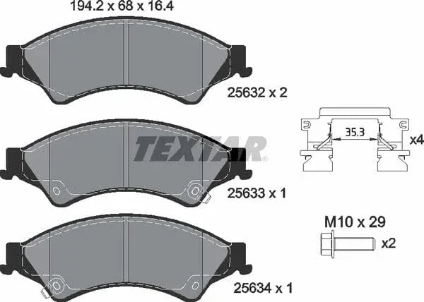 Textar Brake Pads Full Set Of 4 Front With Brake Caliper Screws With Accessories 2563201 - image 5