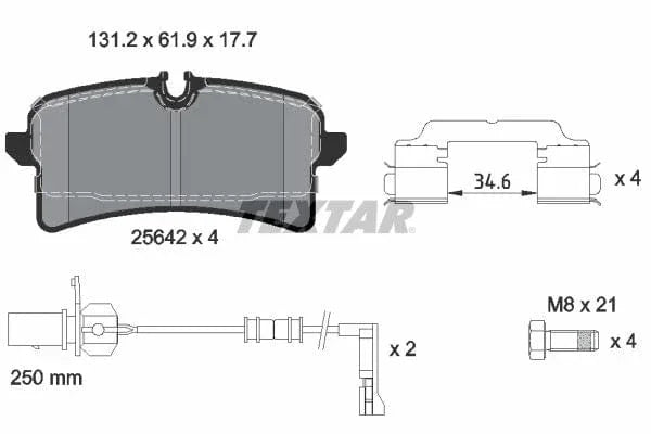 Textar Brake Pads Full Set Of 4 Rear With Brake Caliper Screws With Accessories 2564201 - image 4