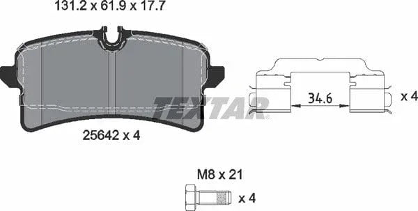 Textar Brake Pads Full Set Of 4 Rear With Brake Caliper Screws With Accessories 2564203 - image 5