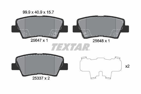 Textar Brake Pads Full Set Of 4 Rear With Accessories 2564701 - image 4