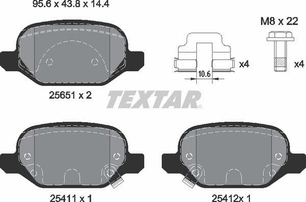 Textar Brake Pads Full Set Of 4 Rear With Brake Caliper Screws With Accessories 2565101 - image 5
