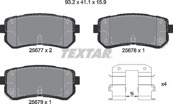 Textar Brake Pads Full Set Of 4 Rear With Accessories 2567701 - image 5