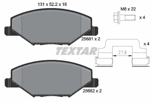 Textar Brake Pads Full Set Of 4 Front With Brake Caliper Screws With Accessories 2568101 - image 4