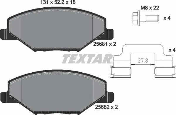 Textar Brake Pads Full Set Of 4 Front With Brake Caliper Screws With Accessories 2568101 - image 5