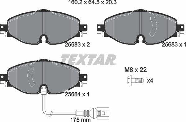 Textar Brake Pads Full Set Of 4 Front With Brake Caliper Screws 2568301 - OEM Quality Replacement - image 5