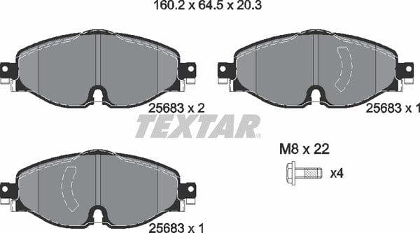 Textar Brake Pads Full Set Of 4 Front With Brake Caliper Screws 2568303 - image 5