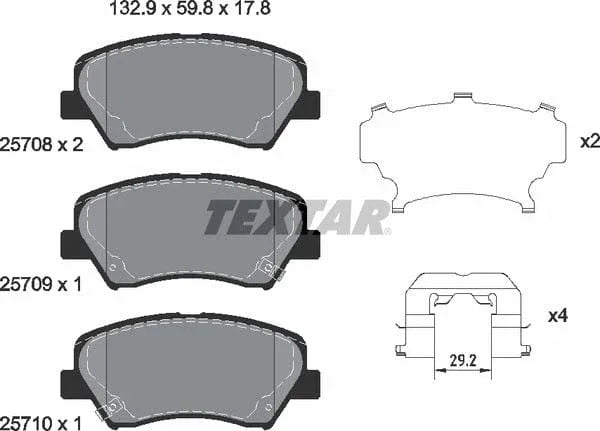 Textar Brake Pads Full Set Of 4 Front With Accessories 2570801 - image 5