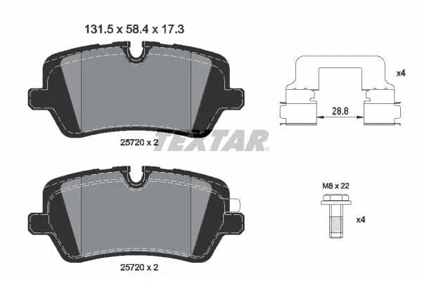 Textar Brake Pads Full Set Of 4 Rear With Accessories 2572001 - image 4
