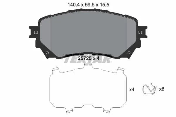 Textar Brake Pads Full Set Of 4 Front With Accessories 2572501 - image 4