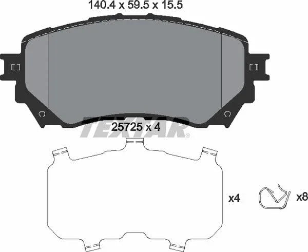 Textar Brake Pads Full Set Of 4 Front With Accessories 2572501 - image 5