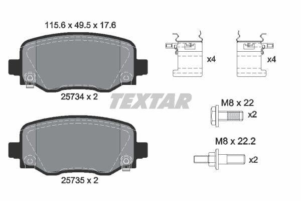 Textar Brake Pads Full Set Of 4 Rear With Brake Caliper Screws With Accessories 2573401 - image 4