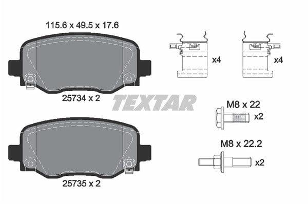 Textar Brake Pads Full Set Of 4 Rear With Brake Caliper Screws With Accessories 2573401 - image 5