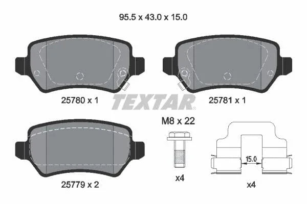 Textar Brake Pads Full Set Of 4 Rear With Bolts Screws With Accessories 2578001 - image 4