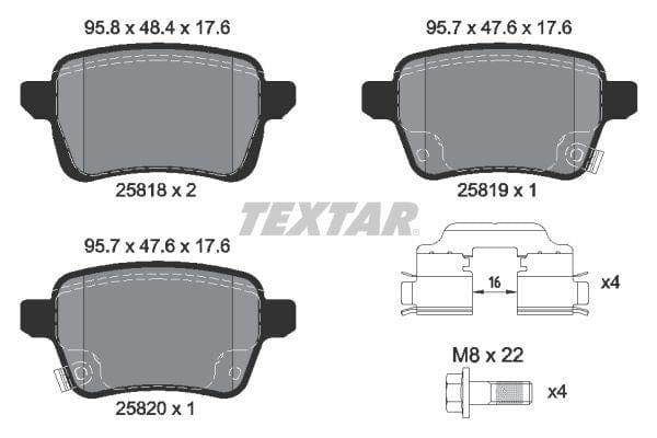 Textar Brake Pads Full Set Of 4 Rear With Brake Caliper Screws With Accessories 2581802 - image 4