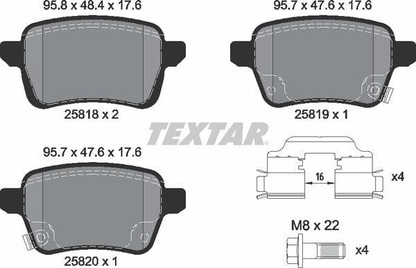 Textar Brake Pads Full Set Of 4 Rear With Brake Caliper Screws With Accessories 2581802 - image 5