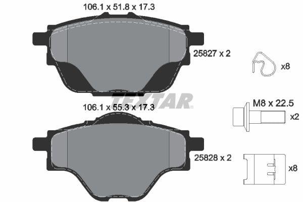 Textar Brake Pads Full Set Of 4 Rear With Brake Caliper Screws With Accessories 2582701 - image 4